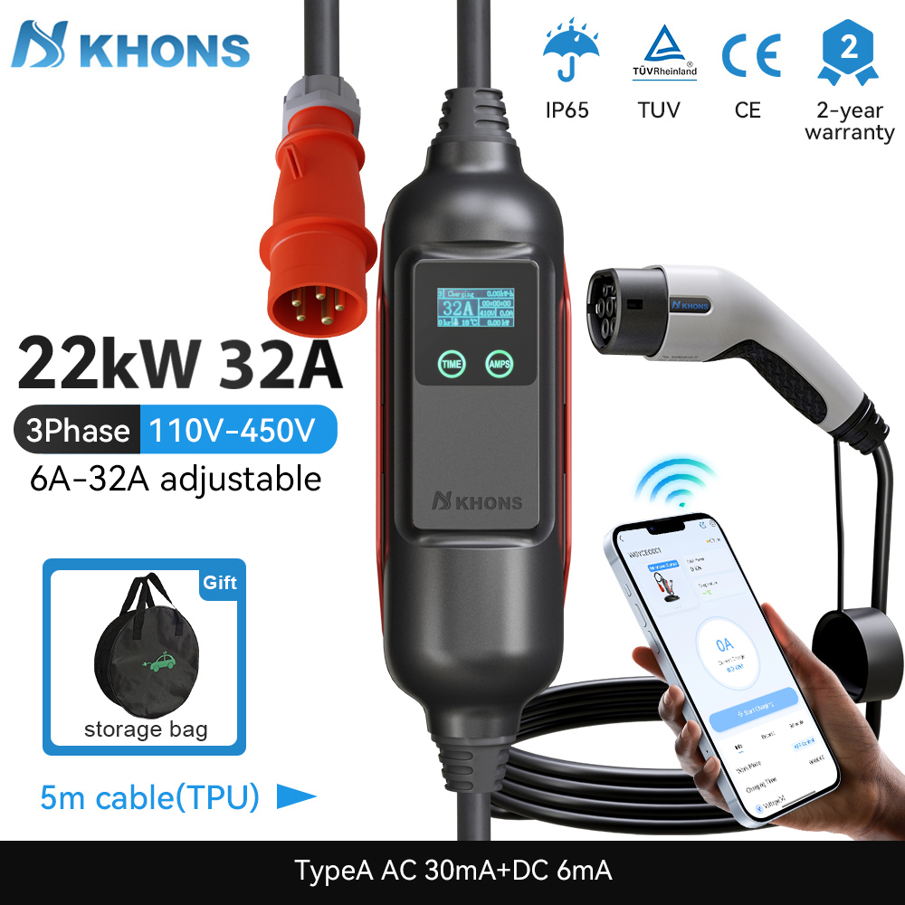Портативное зарядное устройств – обзор и цена Ev Charger Type 2 22Kw 32A 3 Phase